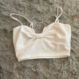 SHEIN Cream Tie Front Crop Camisole